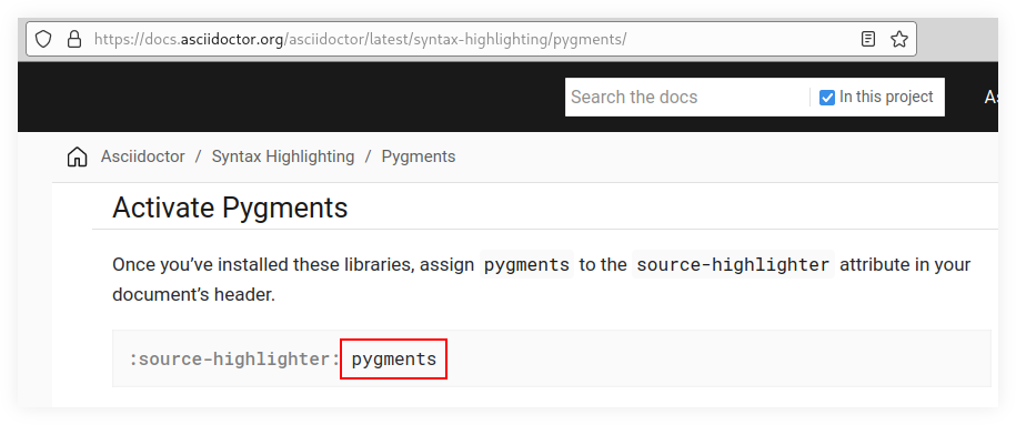 asciidoctor source highlighter pygments.rb 2023