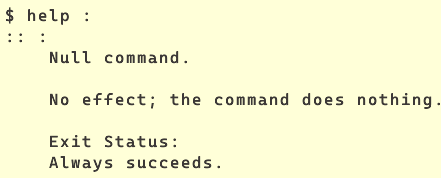 help on bash : (null built-in command)
