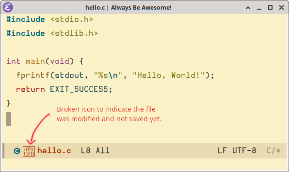 Emacs broken save icon on the mode line
