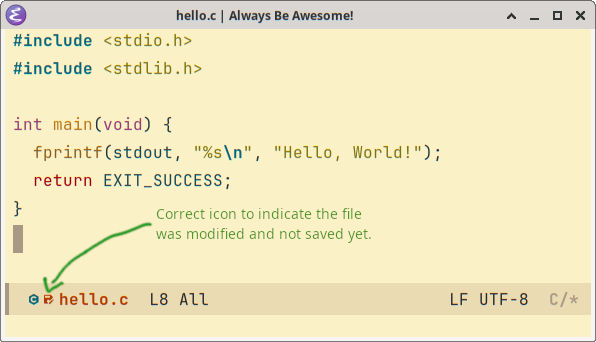 Emacs broken save icon on the mode line